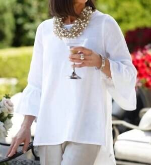 NEW CROWN LINEN bella top in white